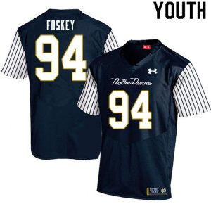Notre Dame Fighting Irish Youth Isaiah Foskey #94 Navy Under Armour Alternate Authentic Stitched College NCAA Football Jersey QYK5399TJ